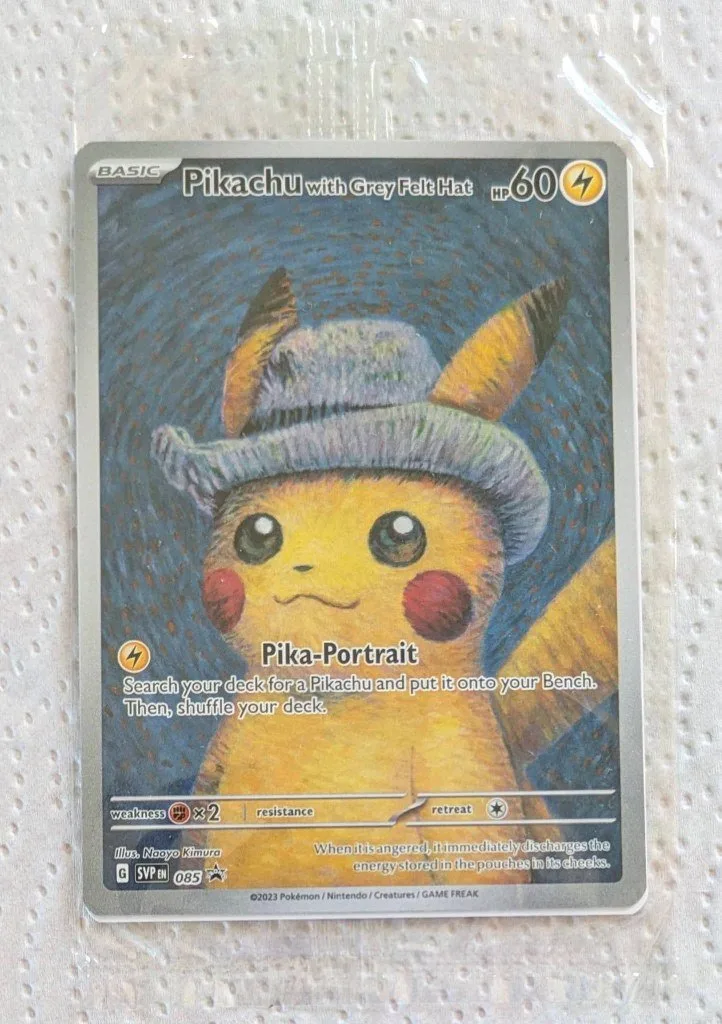 Pikachu with grey felt hat Van Gogh Promo Sealed